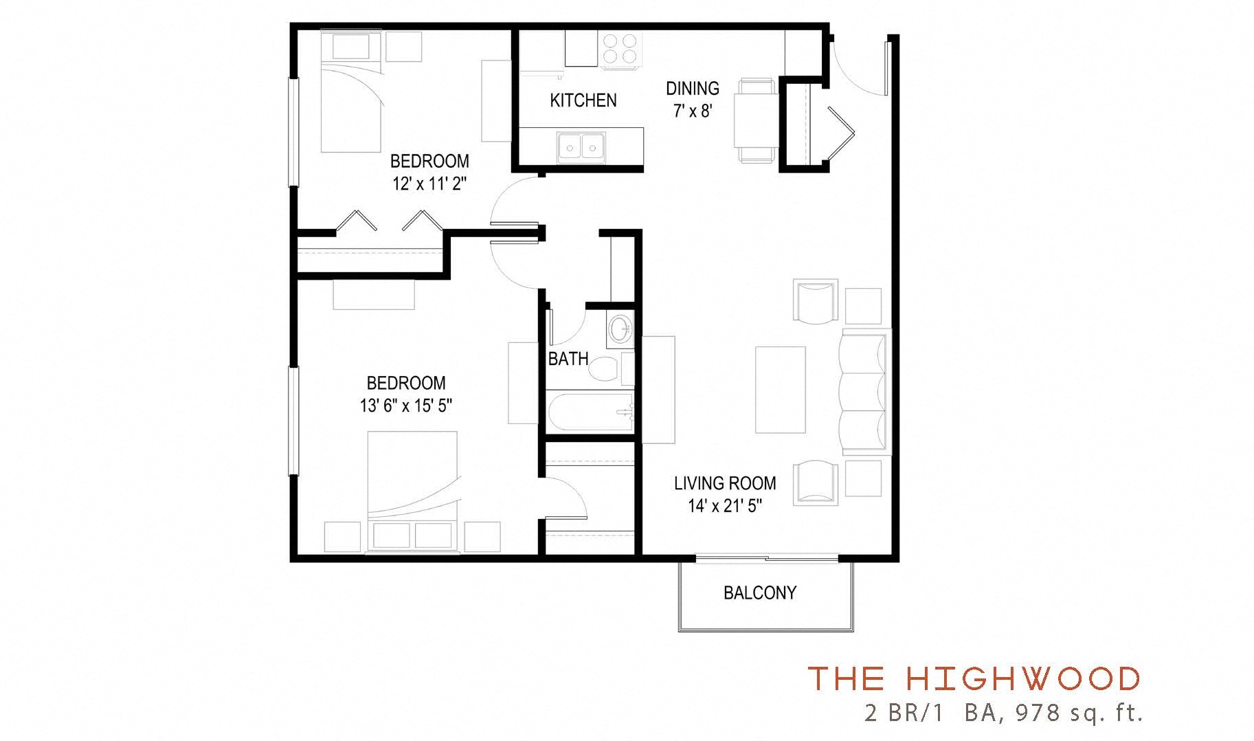 The Highwood Floor plan at Terra Pointe Apartments, St. Paul, 55119